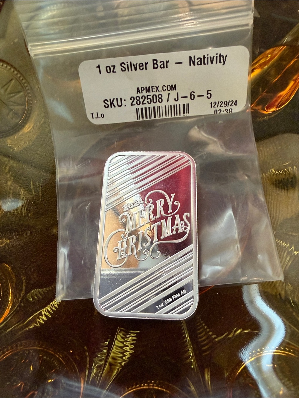 .999 fine silver 1 Troy oz Merry Christmas nativity scene APMEX 2024